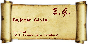 Bajczár Génia névjegykártya